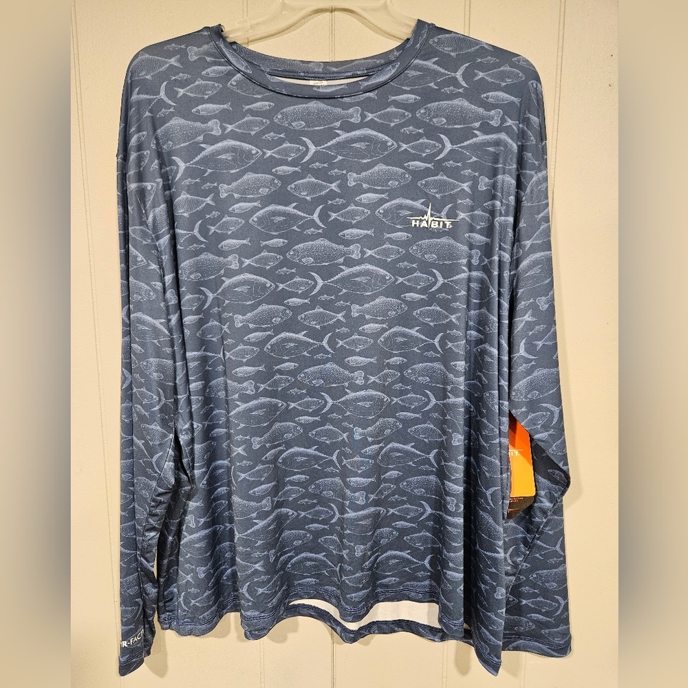Habit Long Sleeve Performance Tee UPF 40+ UV Protection & Moisture Wicking NWT B